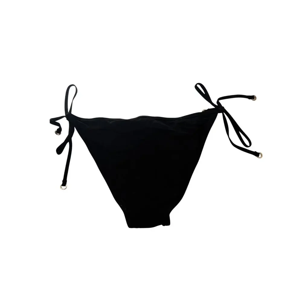 REISS Everly Triangle Bikini Top + Bottom Swimsuit Set Size 8 Black $275 NEW